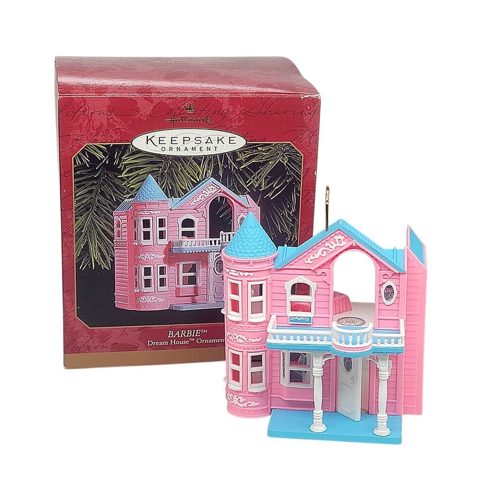 Vintage 1999 Mattel Hallmark Keepsake Barbie Pink Dream House Ornament 4"
